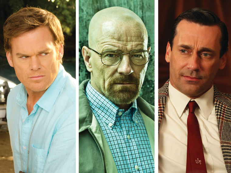 Image: Michael C. Hall as Dexter on \"Dexter,\" Bryan Cranston as Walter White on \"Breaking Bad,\" and Jon Hamm as Don Draper on \"Mad Men.\"
