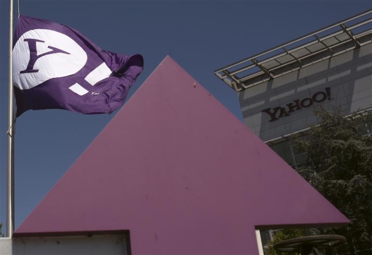 The Yahoo logo is shown at the company's headquarters in Sunnyvale, California April 16, 2013. REUTERS/Robert Galbraith