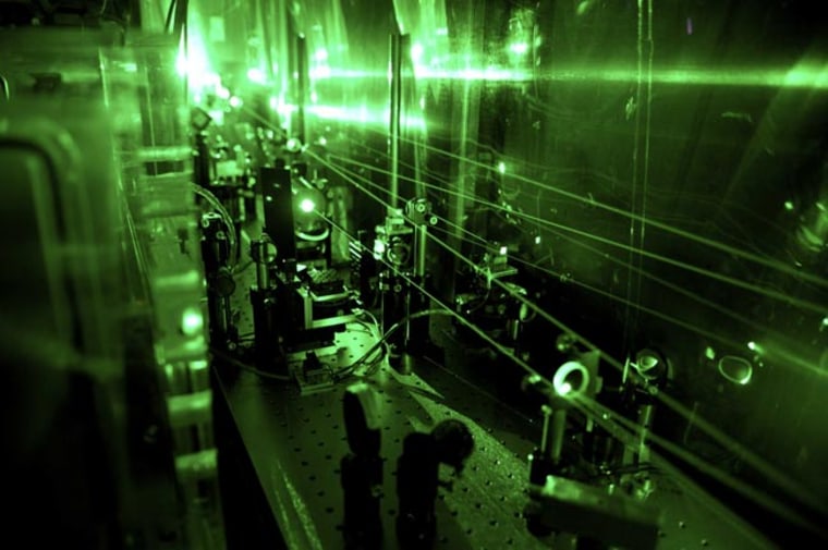 This laser apparatus, used in 2010 to measure the size of the proton, found that the particle's radius is about 4 percent smaller than previously thought.