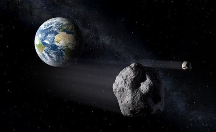 An artist's illustration of asteroids, or near-Earth objects, that highlight the need for a complete Space Situational Awareness system.