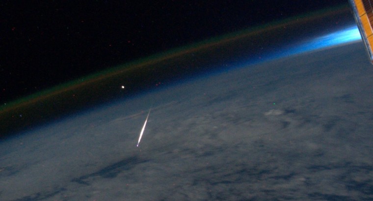 NASA astronaut Ron Garan caught this picture of a meteor from the International Space Station.