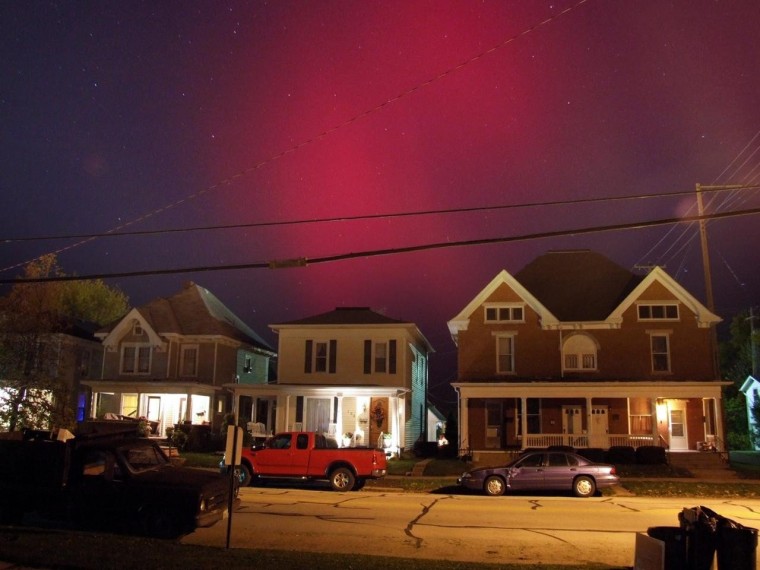 Richard Miller was visiting Washington Court House, Ohio, when he snapped this picture of the reddish aurora.