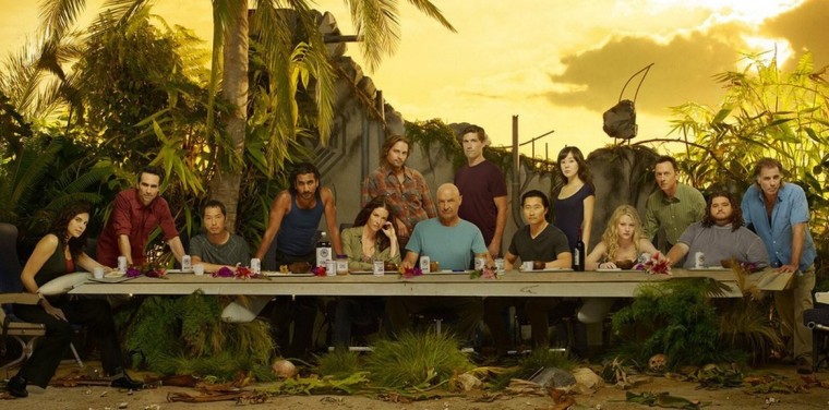 The "Lost" cast strikes a "Last Supper" pose in a publicity photo for the season that just ended.