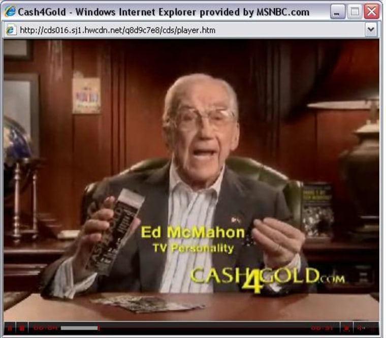 Ed McMahon appeared in this advertisement on Super Bowl Sunday.