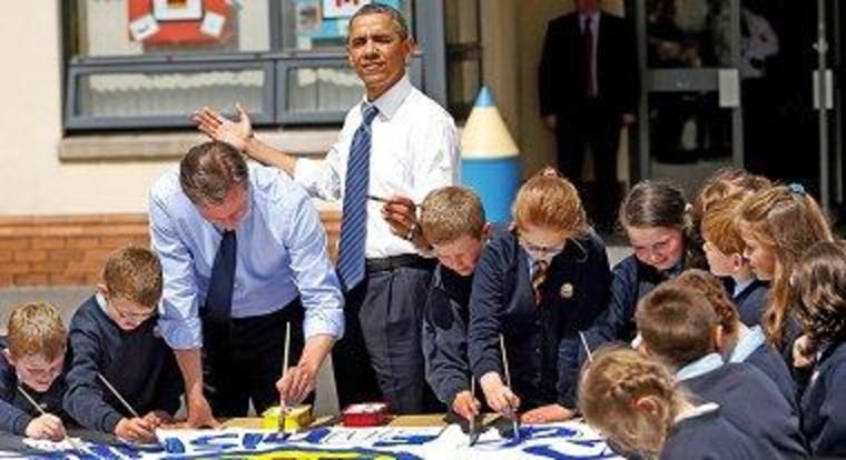 President Obama at a visit to a Northern Ireland school this week.