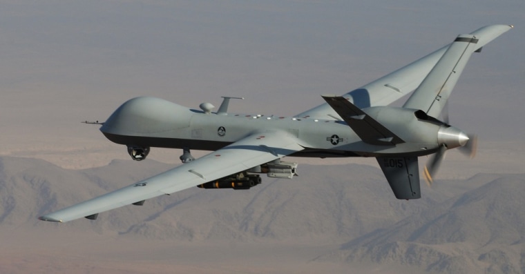 An armed MQ-9 Reaper flies over southern Afghanistan.