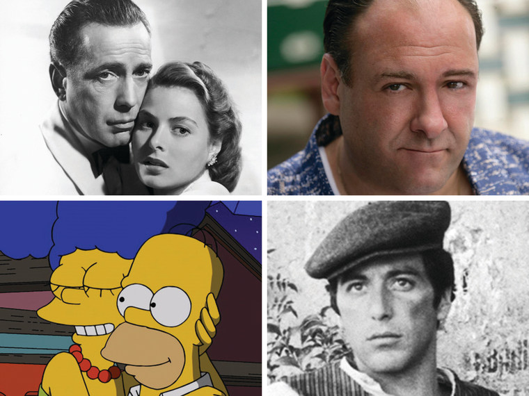 Image: \"Casablanca,\" \"The Sopranos,\" \"The Simpsons\" and \"The Godfather Part 2.\"