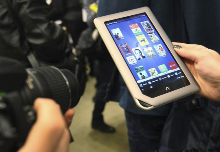 The new Nook Tablet is seen during a demonstration at the Union Square Barnes & Noble in New York, November 7, 2011. REUTERS/Shannon Stapleton