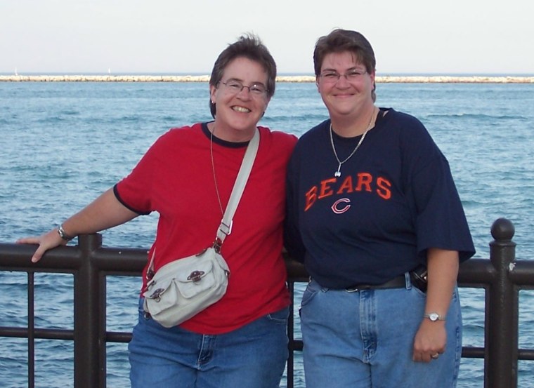 Kris and Judi Travis, who have been together 16 years and registered as domestic partners in 2009, are shown in a 2007 photo taken in Chicago.
