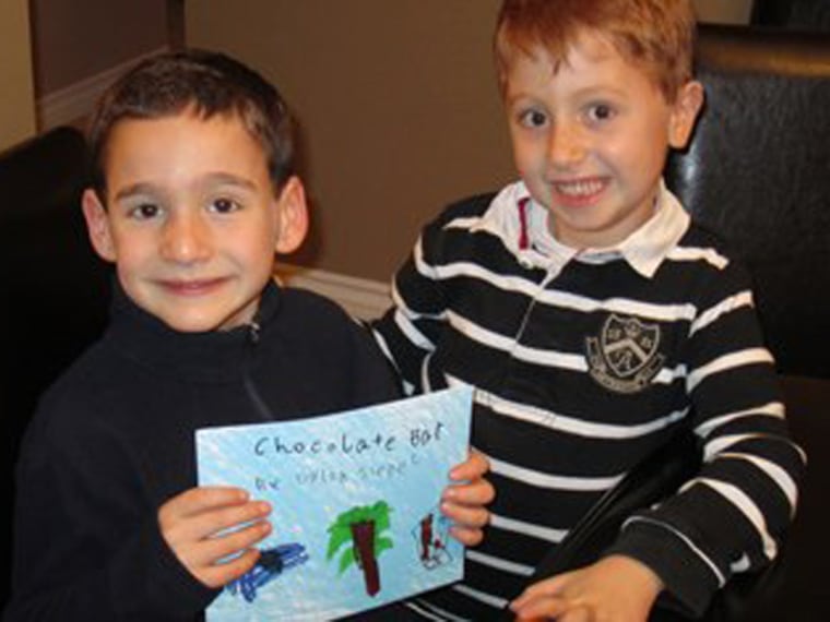 \"I feel really good about it,\" Jonah Pournazarian, right, said of Dylan Siegel's \"Chocolate Bar\" book. \"He's a great friend.\"