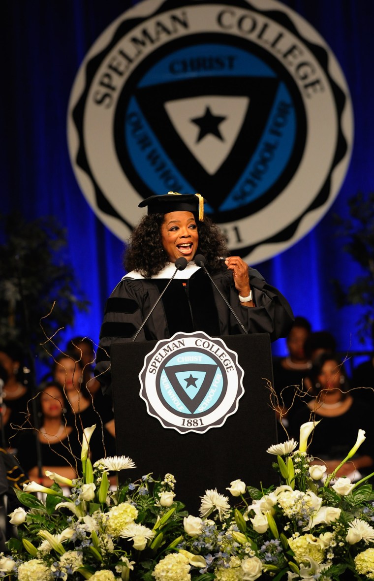 Oprah Winfrey attending Spelman College's commencement in 2012.