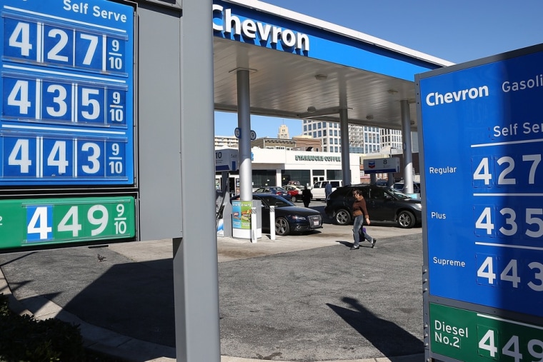 Pump prices may still be high in California, but the national average is creeping lower. Gas prices over $4.00 a gallon are displayed at a Chevron gas...