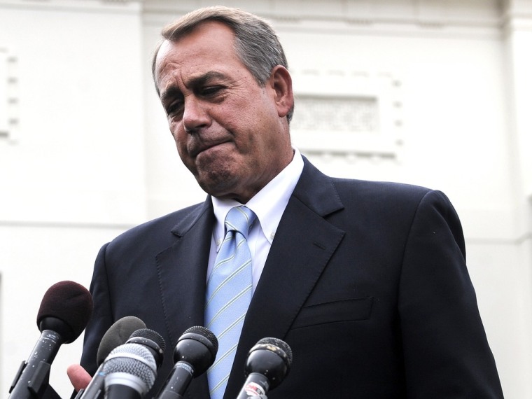 Speaker of the House John Boehner, R-Ohio, speaks to reporters following a meeting with President Barack Obama on March 1, 2013 in Washington, DC.