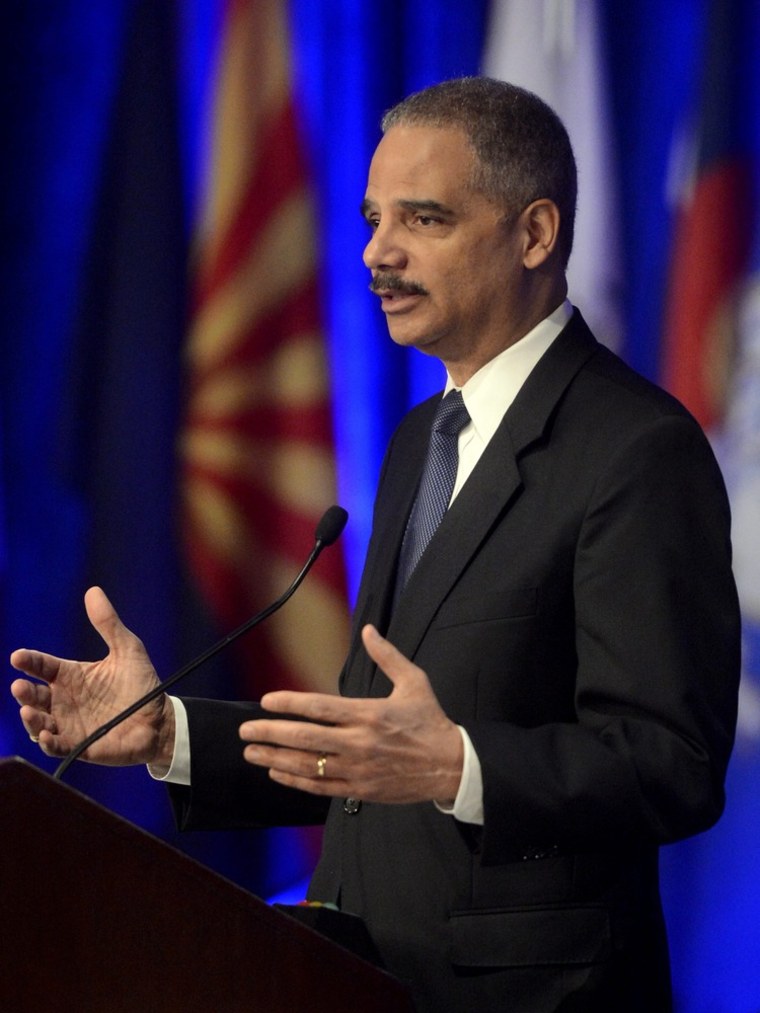 U.S. Attorney General Eric Holder addresses the National Association of Attorneys General in Washington, D.C., on Feb. 26.