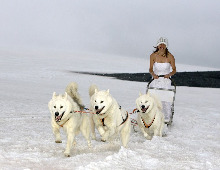 Jennifer Salvage took her wedding dress to Iceland for the couple's blog.