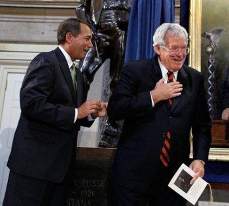 House Speaker John Boehner (R) and former House Speaker Dennis Hastert (R)