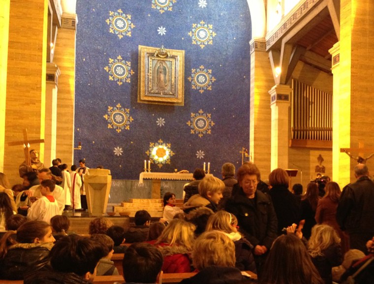 Built in the 1970s, Rome's Our Lady of Guadalupe brings together a community of elderly and young families.