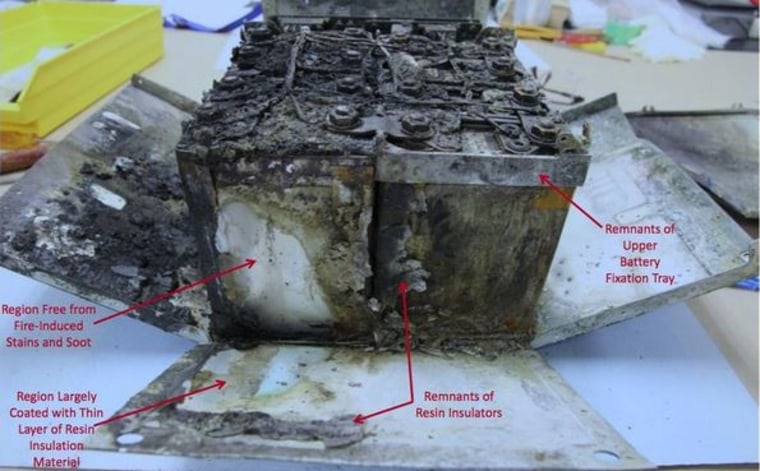 Photos of the scorched battery cells