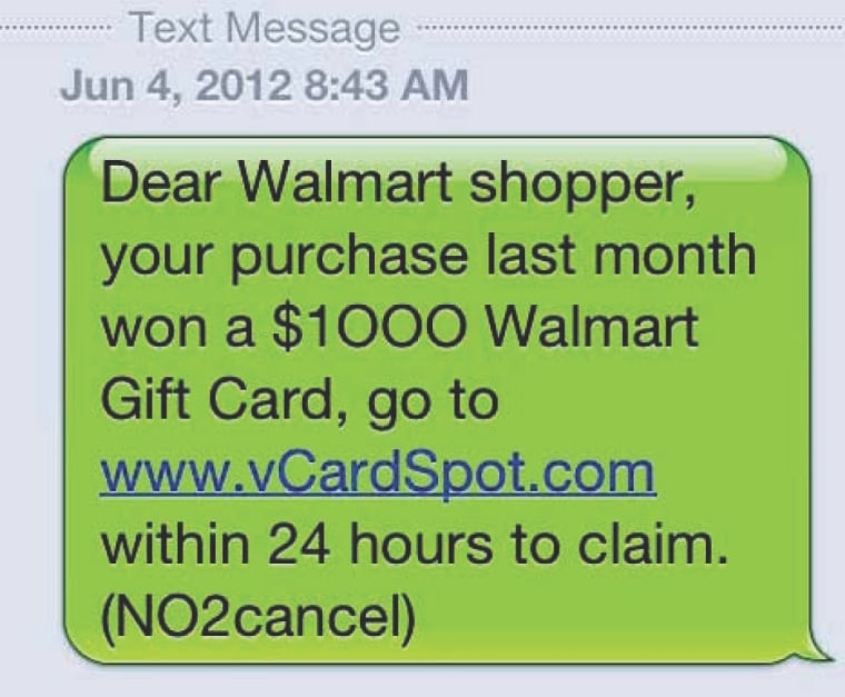 A example of a spam text.