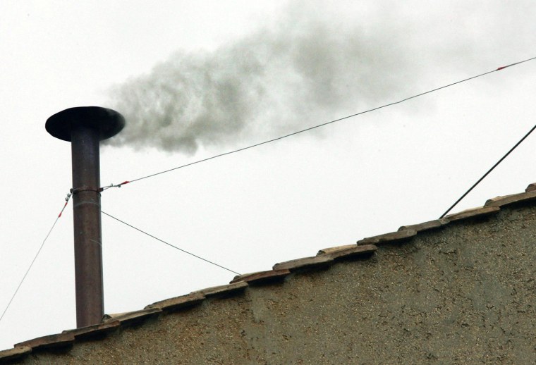 Black smoke from one of the earlier votes at the 2005 conclave.