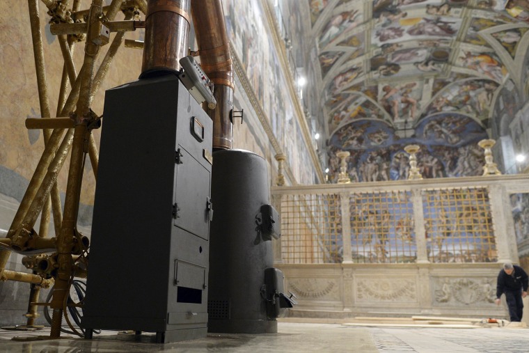 The Sistine Chapel stoves that will send up the smoke signal that lets the world know if a pope has been elected.