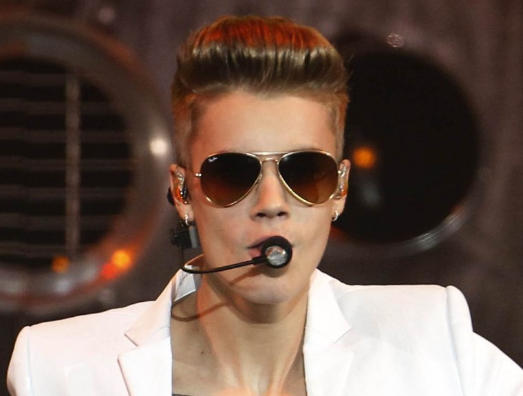 Justin Bieber performs in a concert at the Atlantico pavilion in Lisbon on March 11.