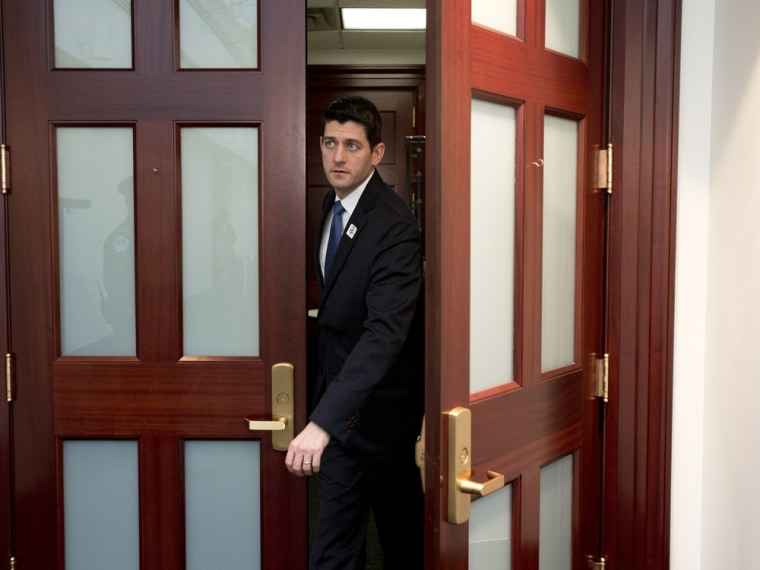 House Budget Committee Chairman Rep. Paul Ryan, R-Wis. leaves a Republican caucus on Capitol Hill in Washington, Tuesday, Jan. 1, 2013.