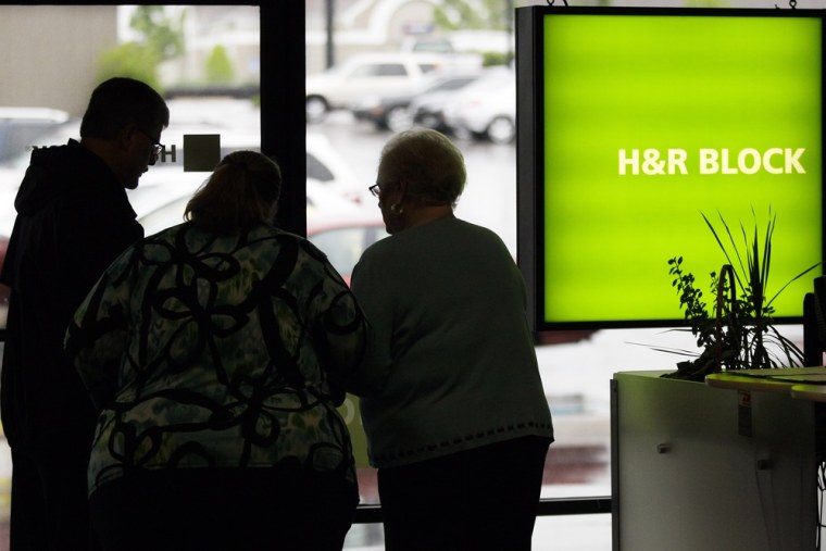 H&R Block customers can file online or at an office, like this one.
