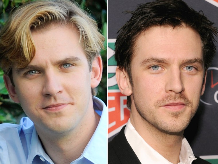 Dan Stevens, left, in 2011, and at right in 2013.