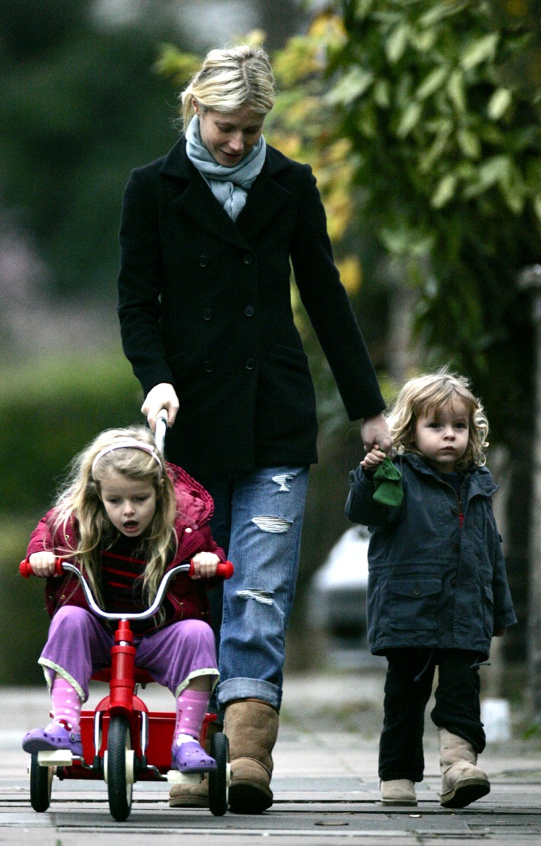 Gwyneth Paltrow with children Apple and Moses.