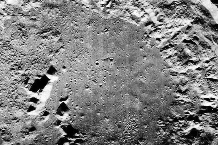 Mosaic of the moon's Copernicus crater floor as imaged by Lunar Orbiter 5 spacecraft and recently reprocessed and released by the Lunar Orbiter Image Recovery Project.