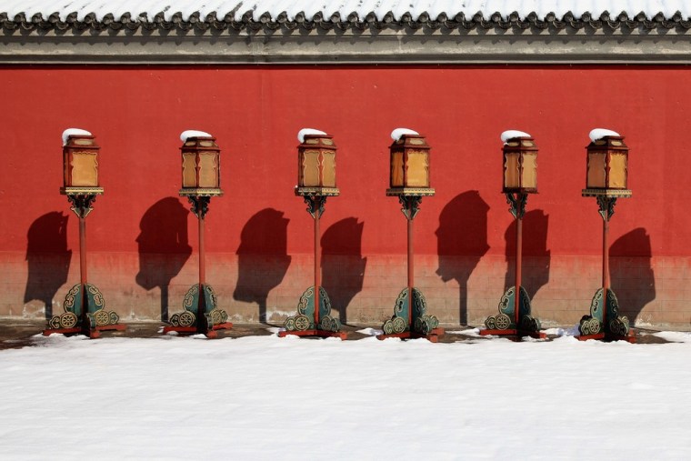 Ancient floor lamps at the Imperial Ancestral Temple in Beijing.