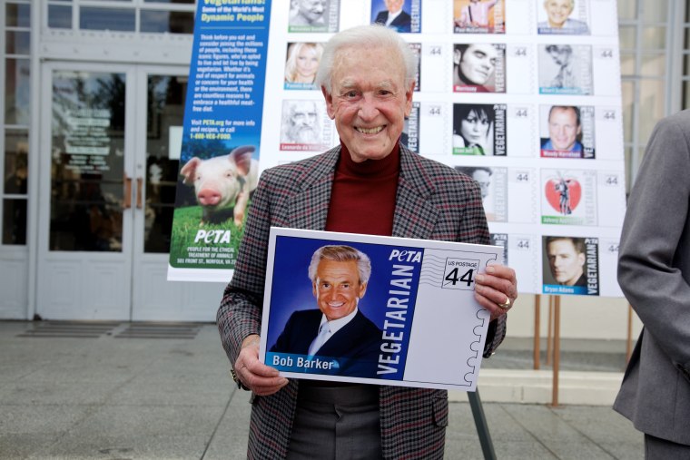 Longtime \"The Price is Right\" host Bob Barker has been a vegetarian for 35 years. Now, his mug is on a stamp.