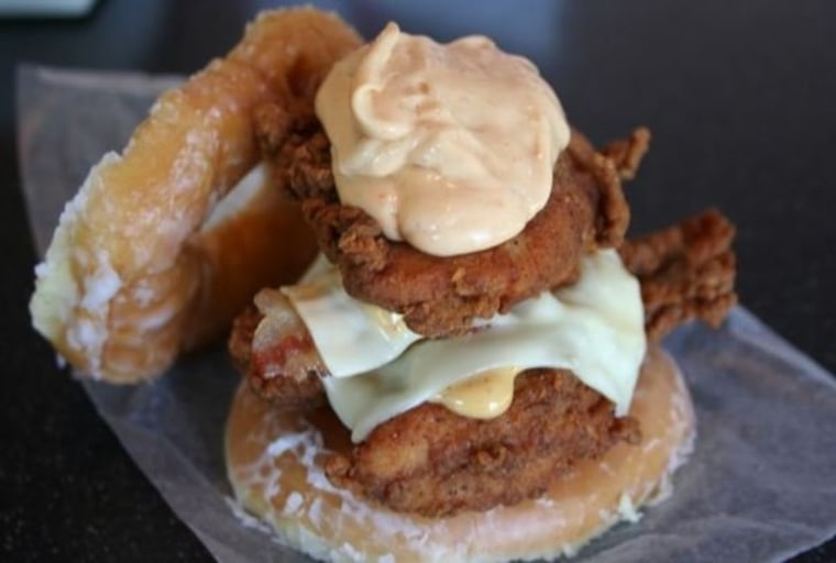 The ultimate in grease: The Fried Chicken Double Down Luther. Read on to see what's in it.