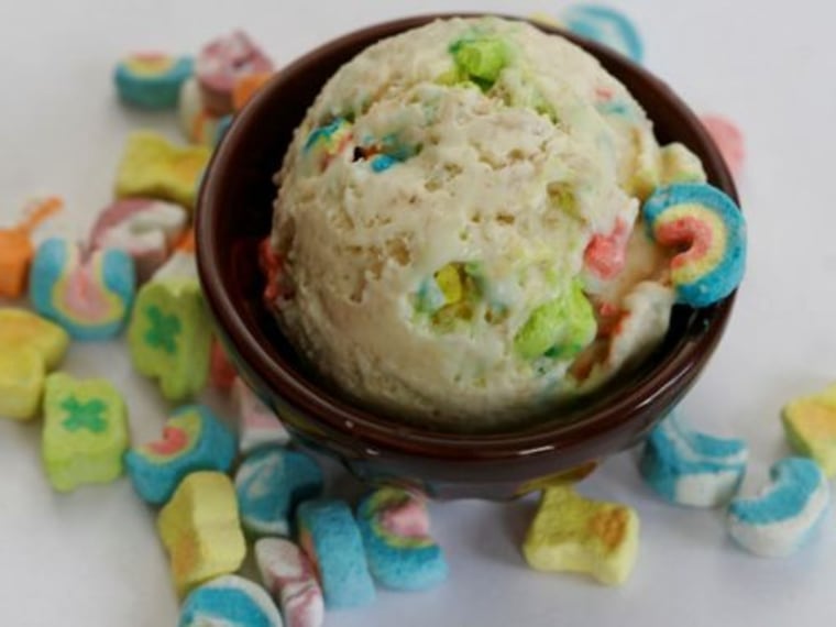 The Lucky Charms ice cream features just the marshmallow charms with oatmeal ice cream.