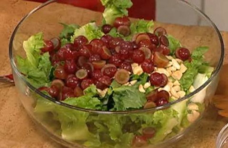 Escarole salad with almonds and grapes