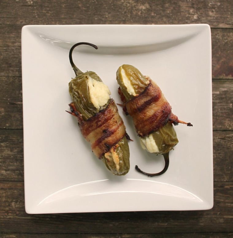 Jalapenos stuffed with Cream Cheese and Wrapped in Bacon