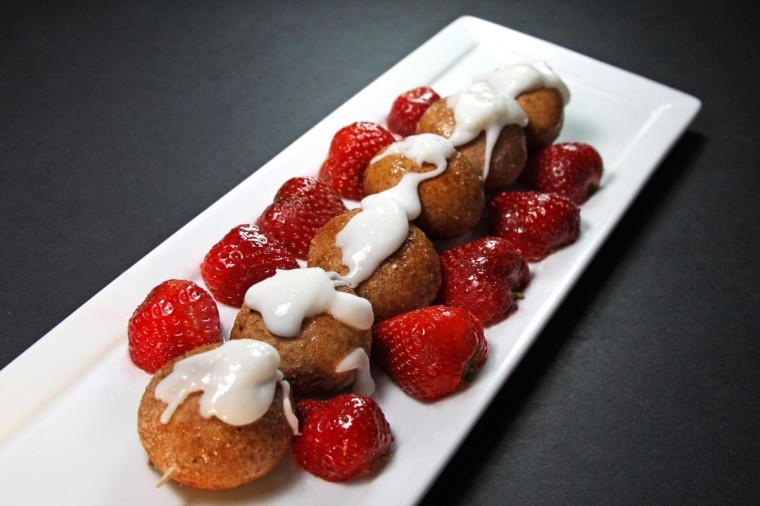 Stuffed pretzel bites with strawberries from Kim & Scott Cafe Twist in Chicago