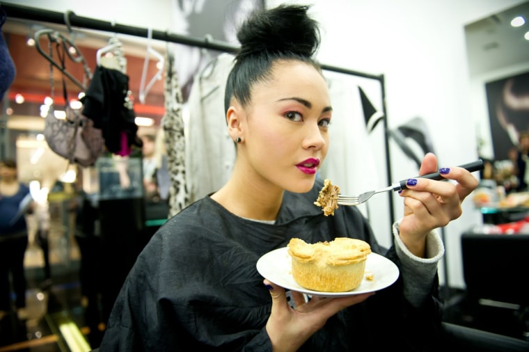 Pies are on parade during London's Fashion Week as Sainsbury's celebrates the launch of it's new pie range. (Getty Images)