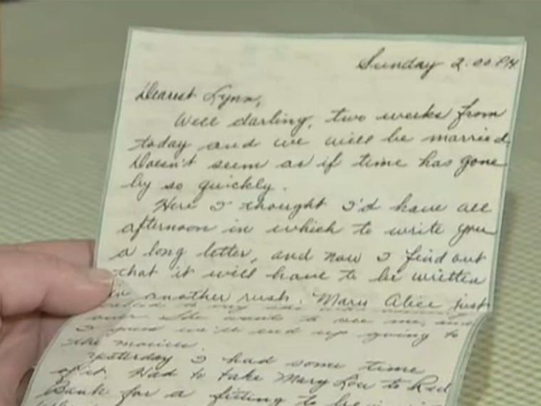 Love letters from Dorothy Fallon to Lynn Farnham washed ashore after superstorm Sandy. The mother of the boy who found them is sending them back to Farnham, who is now 91 years old.