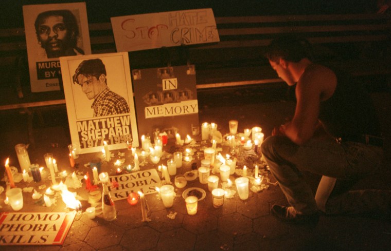 Candlelight vigil for slain gay Wyoming student Matthew Shepard.