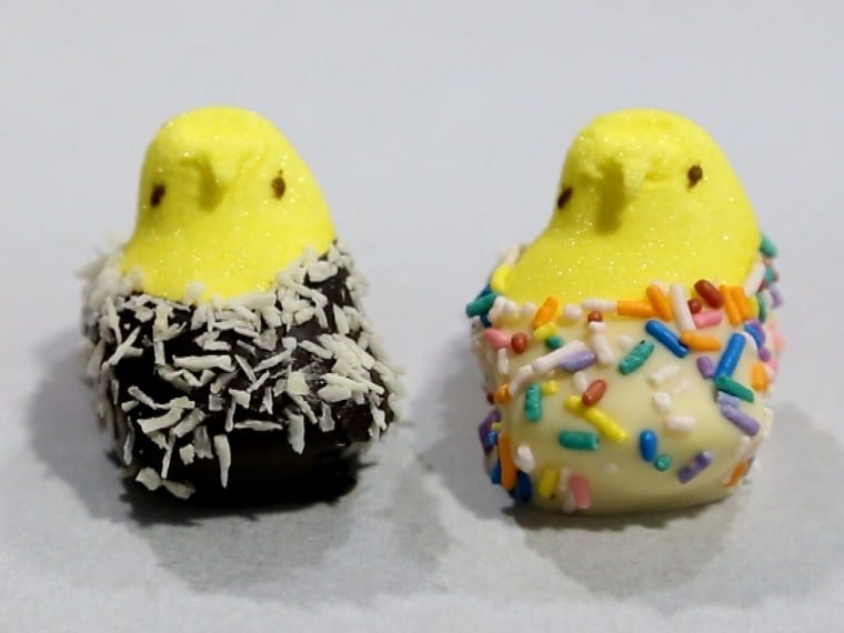 For Peep-decorating beginners, Torres recommended an easy approach like dusting the chocolate-dipped candy in shredded coconut.