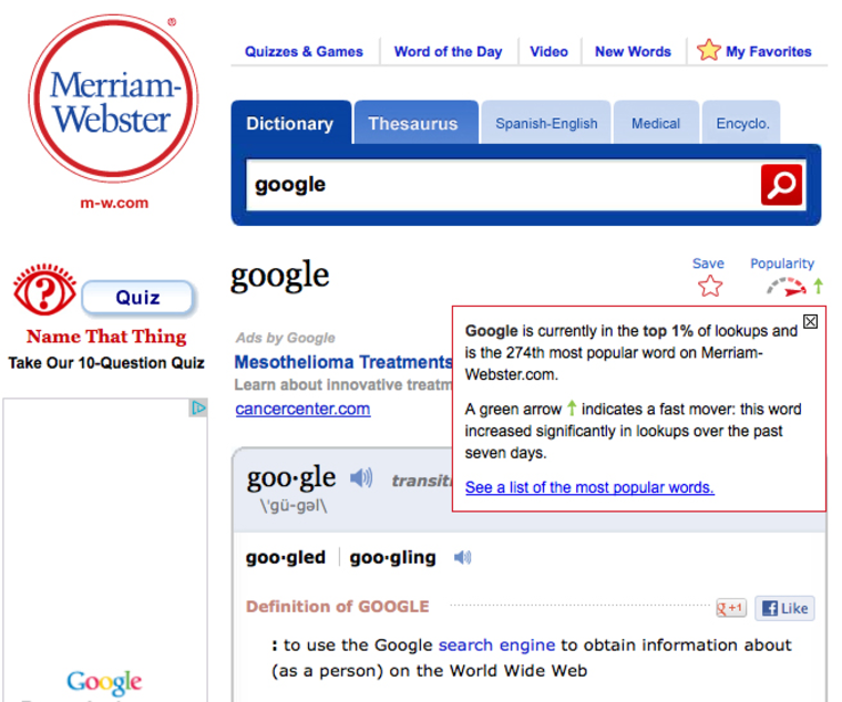 Merriam-Webster's online dictionary definition of