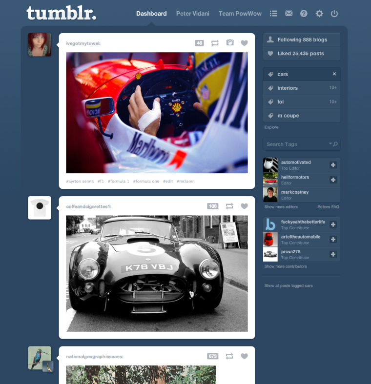 Tumblr, Software