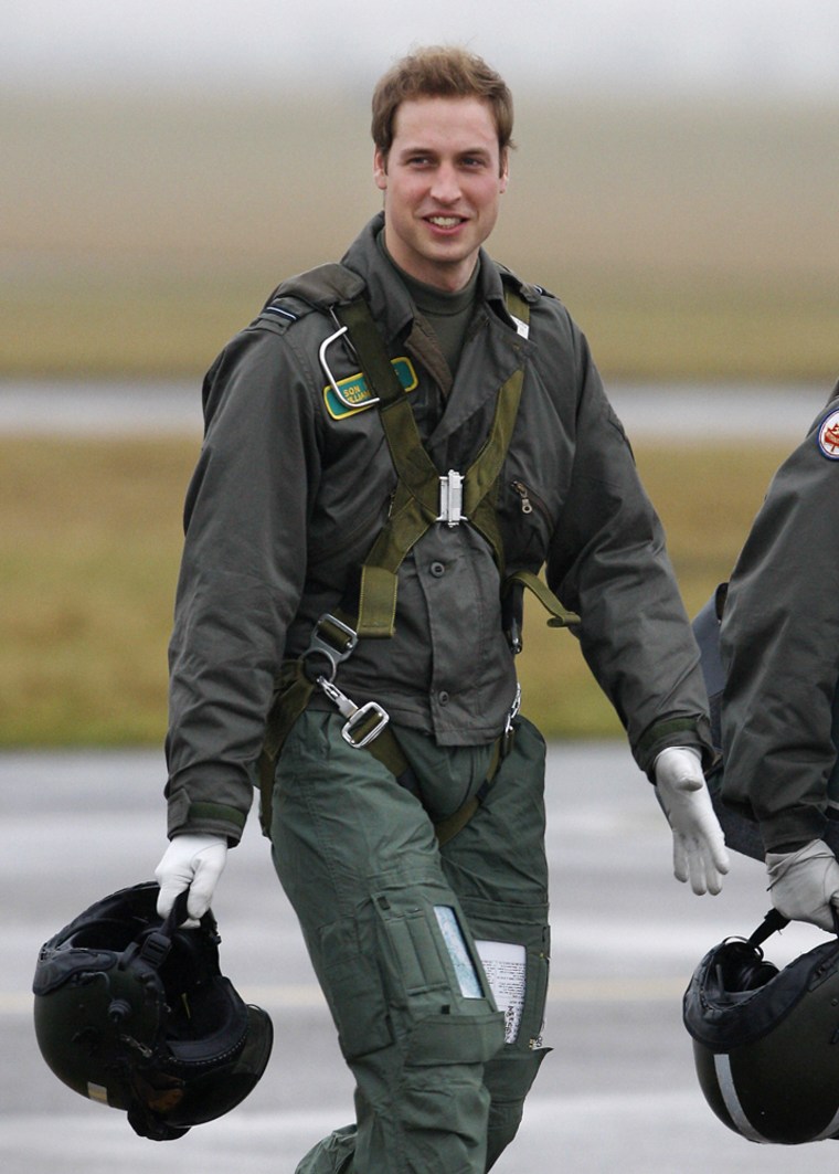 Prince William is pictured during his training at airbase RAF Cranwell in January 2008.