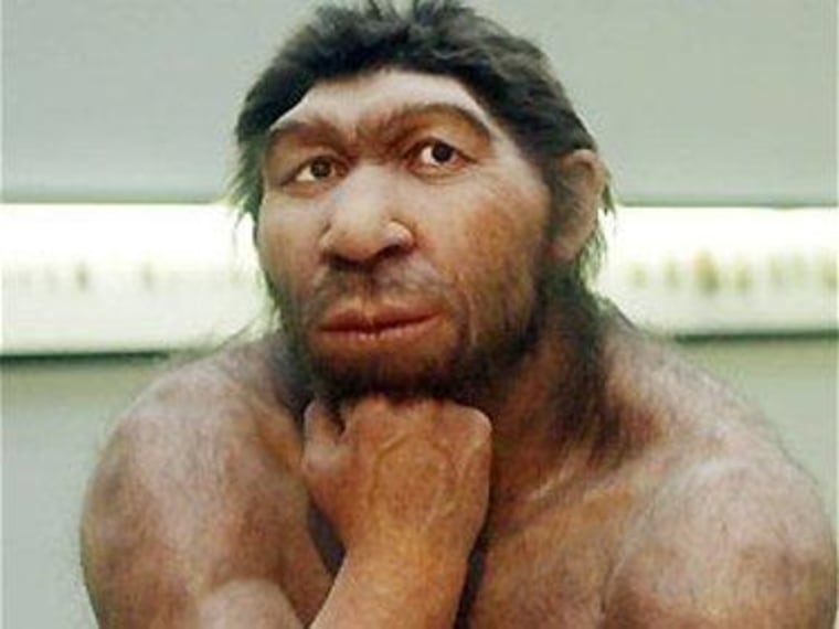 Neanderthals like the one depicted in this museum reconstruction died out tens of thousands of years ago.