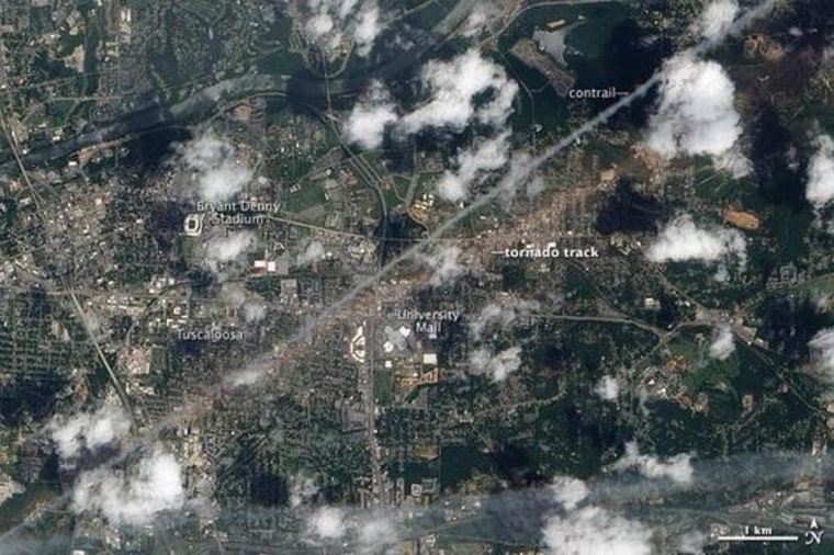 The track of devastation from the Birmingham tornado, one of the 753 tornadoes that struck during April 2011.