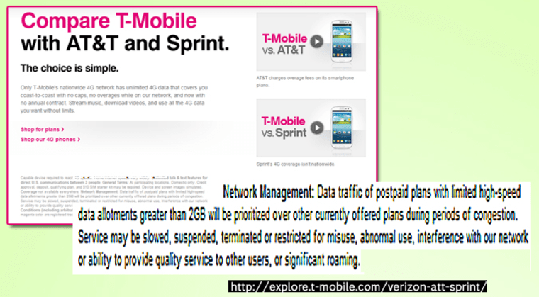 Compare T-Mobile with AT&T and Sprint - checking the fine print