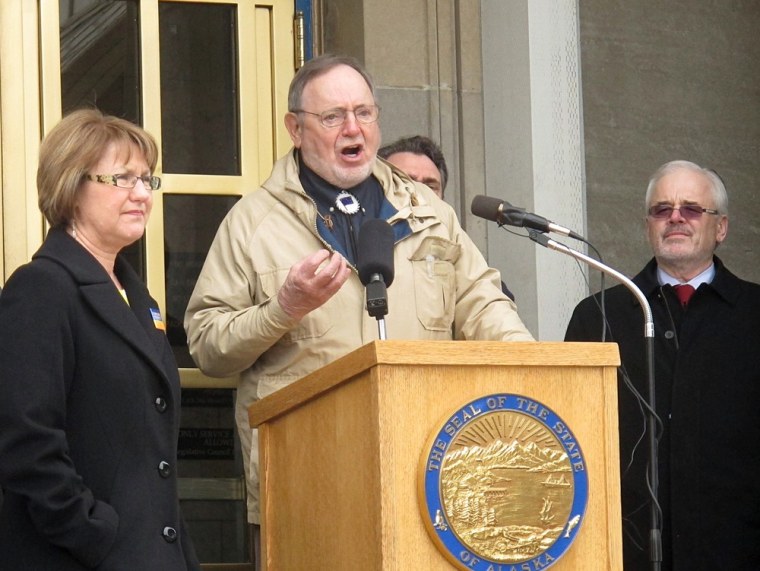Rep. Don Young addresses a Choose Respect rally in front of the state Capitol on Thursday, March 28, 2013, in Juneau, Alaska.