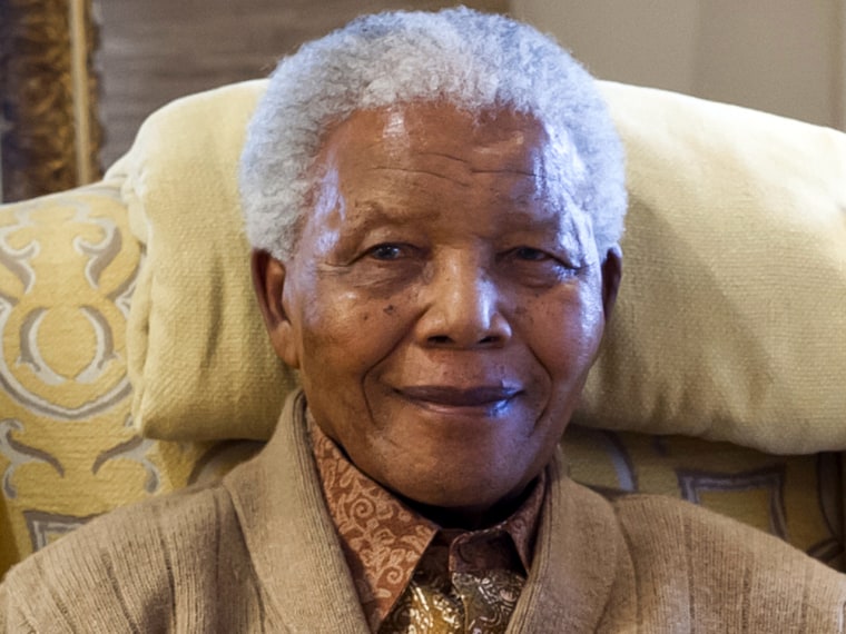 Former South African President Nelson Mandela is pictured during a visit by former US president on July 17, 2012 at his home in Qunu, Eastern Cape, on the eve of his 94th birthday.
